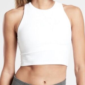 Athleta White Conscious Crop Longline Sports Bra Crop Tank Athletic Top Size M